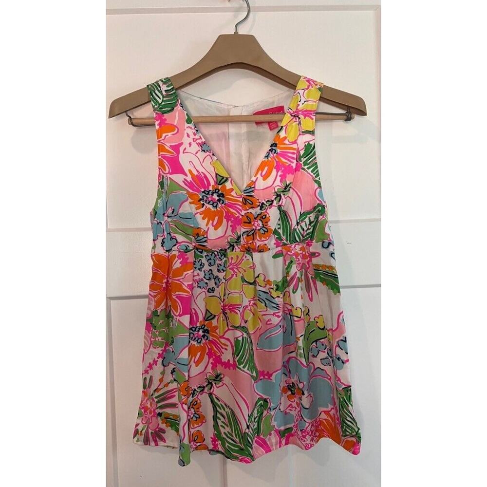 Lilly Pulitzer Target Babydoll Top Multicolor Floral Sleeveless Nosey Posie XS